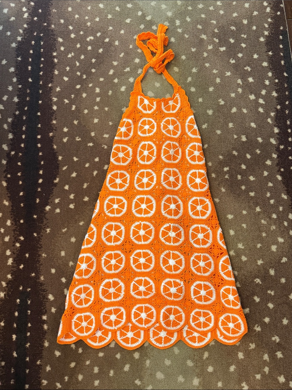 Show Me Your MuMu Orange & White Crochet Mini Dress - Picture 3 of 5